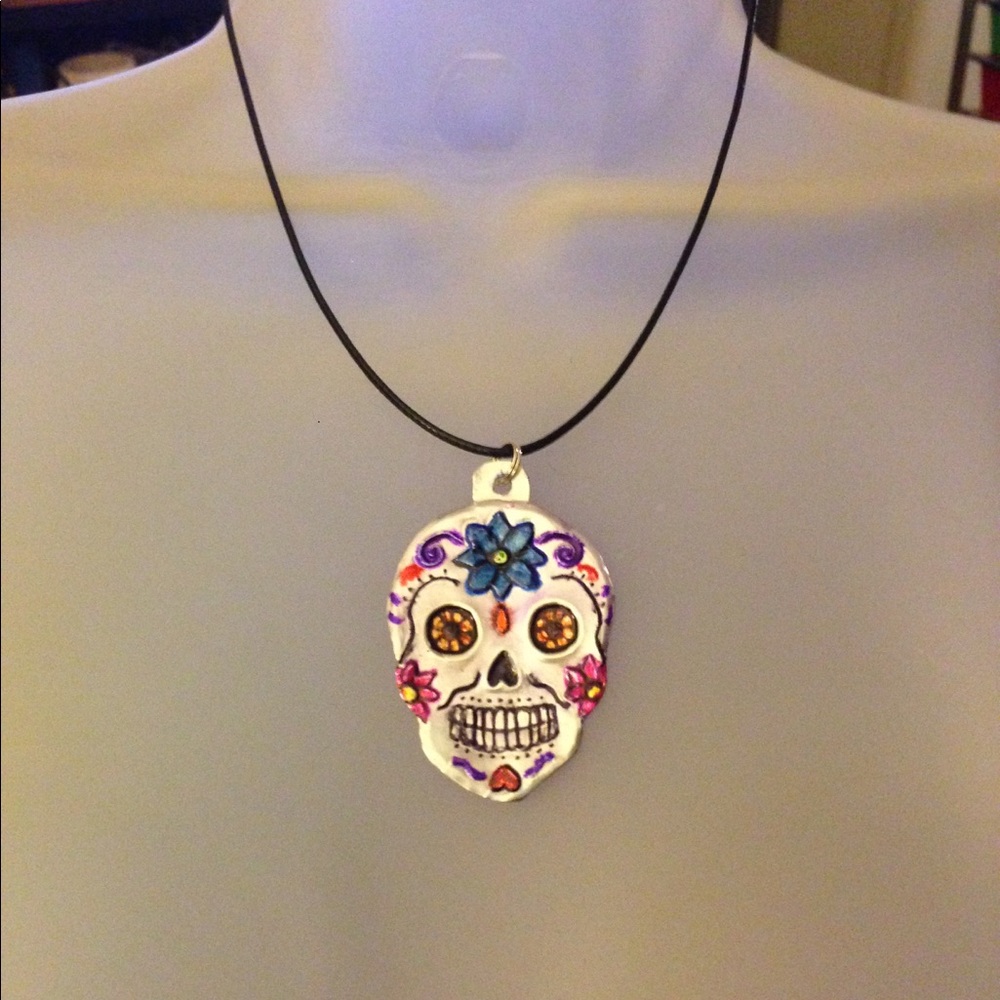 Handmade Soda Can Sugar Skull Necklace